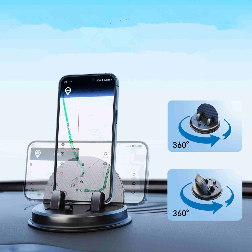 Car Dashboard Mount for Smartphone GPS with Rotatable Base and Cable Groove