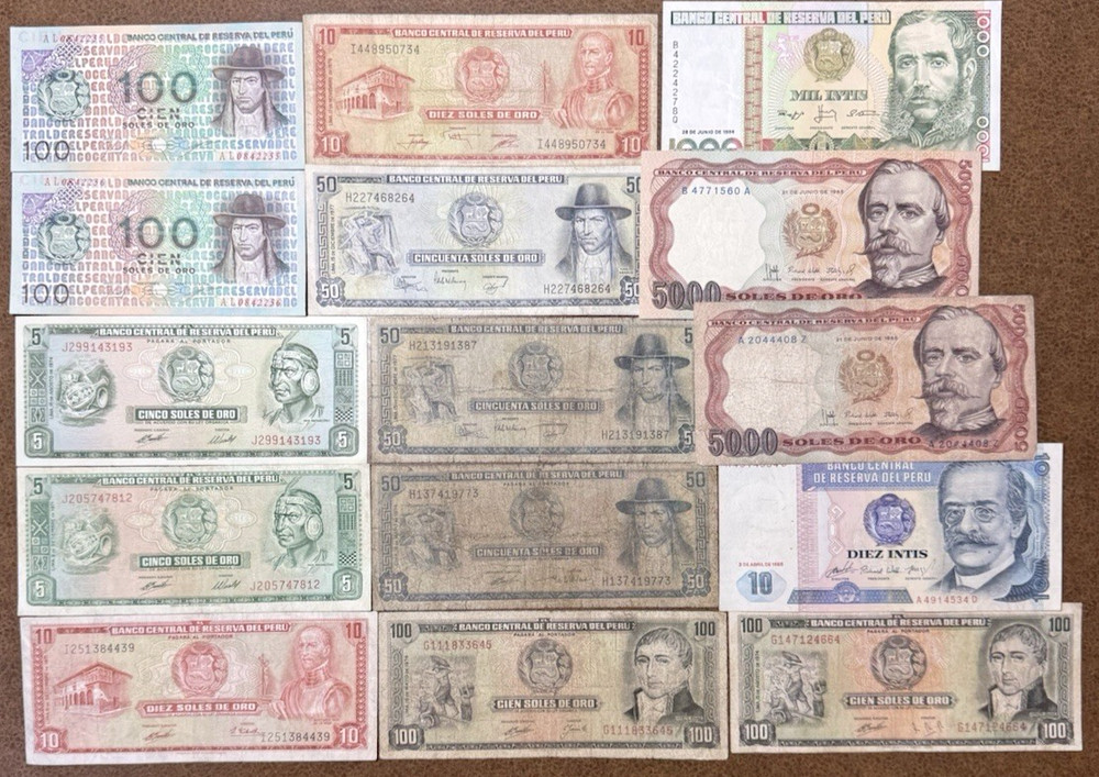 Peru 1970s - 1990s 15 Note Collectors Set