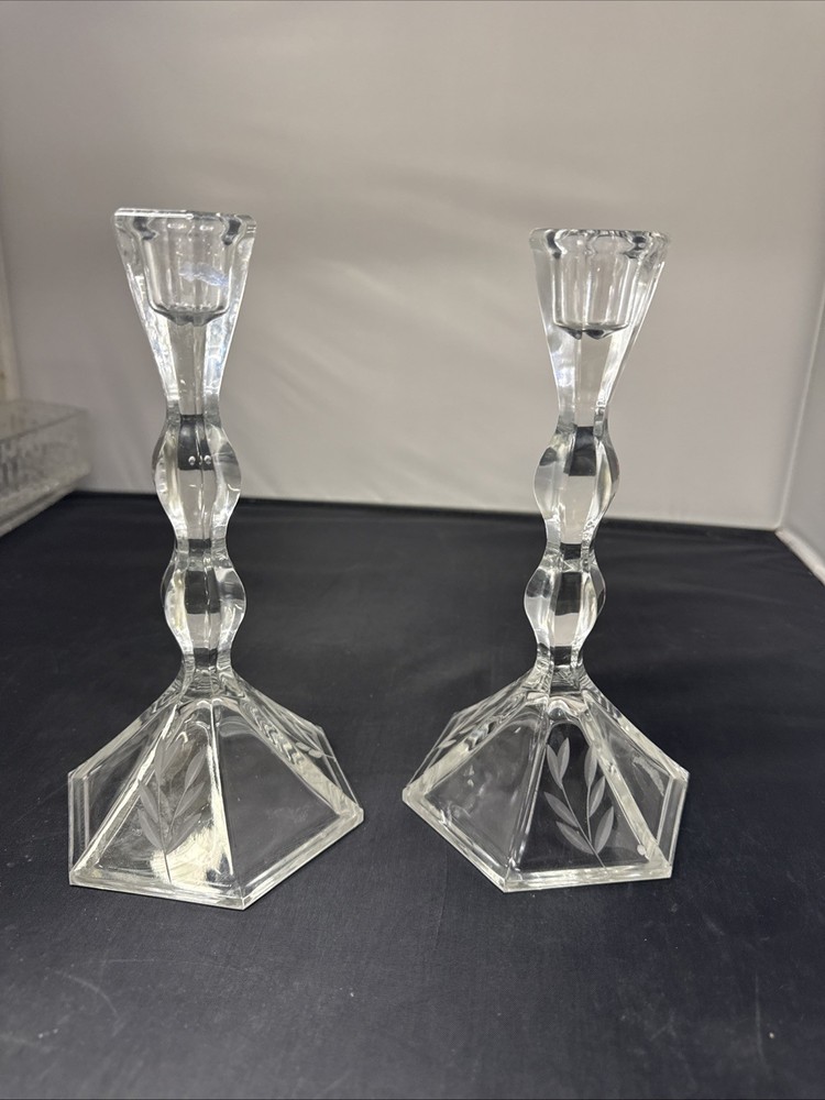 princess house 2 8” clear candlesticks