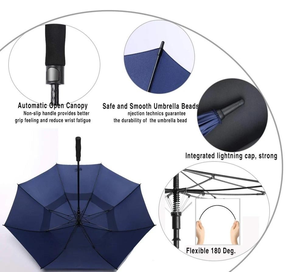 Golf Umbrella Large 62/68/72 Inch, Extra Large Oversize Double Canopy Vented ...