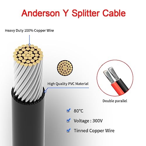 Anderson Y Splitter Cable 12AWG Solar 1FT