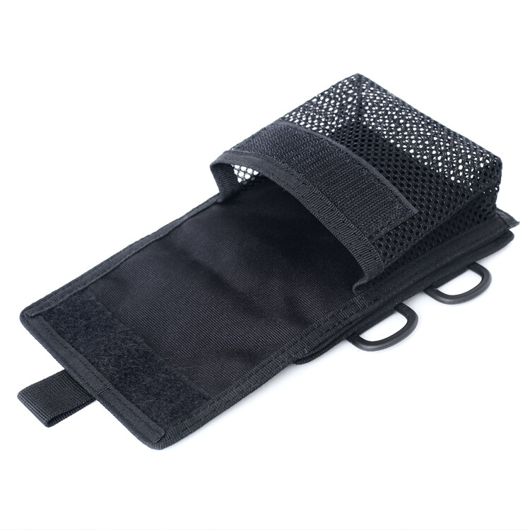 Hook & Loop Panel MOLLE Patch Converter Adapter with Tactical Mesh Pouch Kit Bag