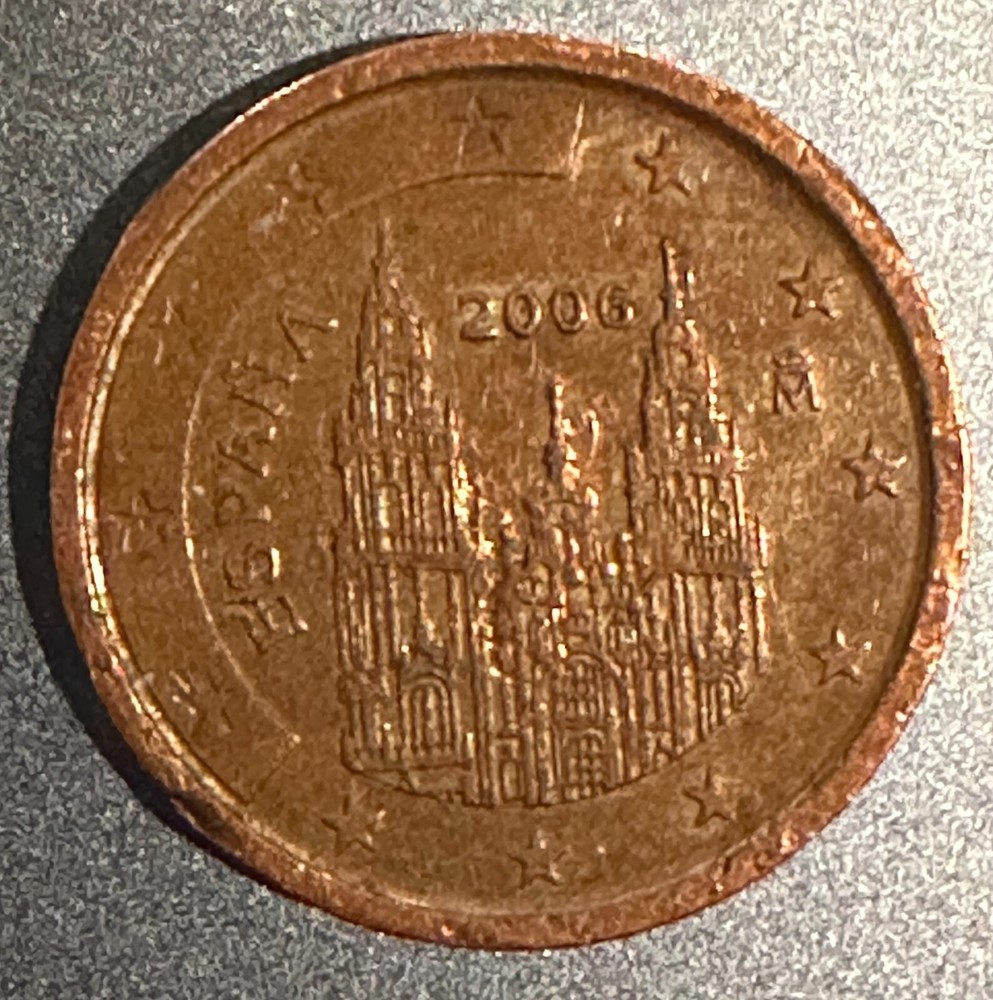 MINT ERROR 2006 Spain Espana 2 Euro Cent, very rare
