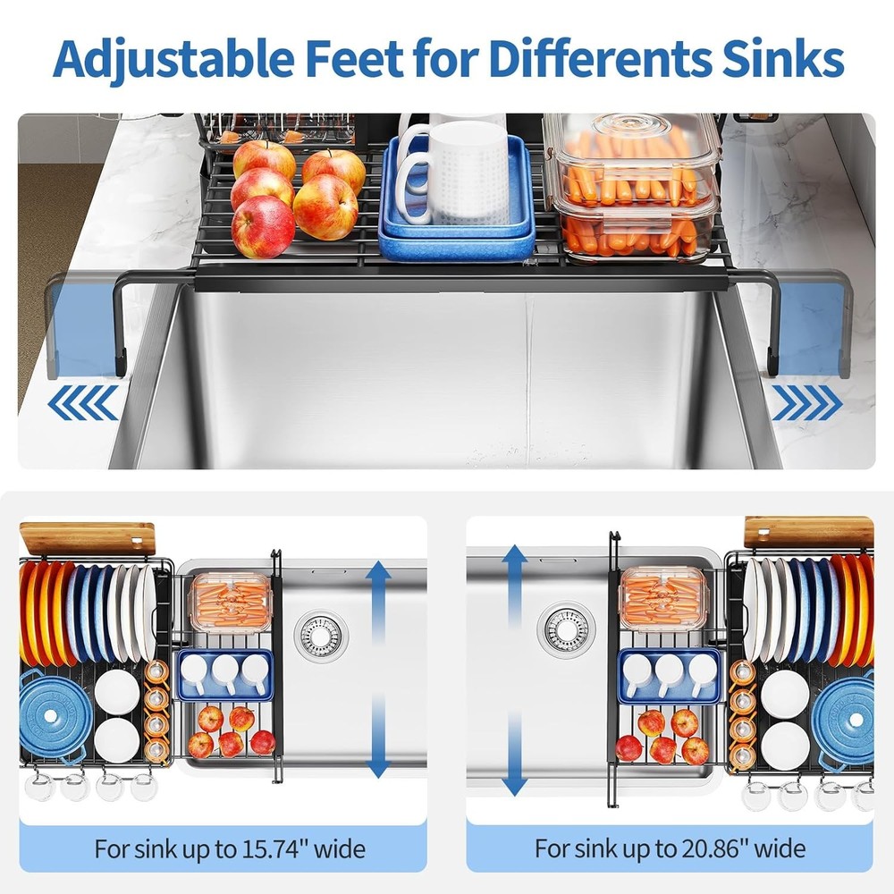 Dish Drying Rack Expandable Dish Rack Large Capacity Dish Drainer Kitchen