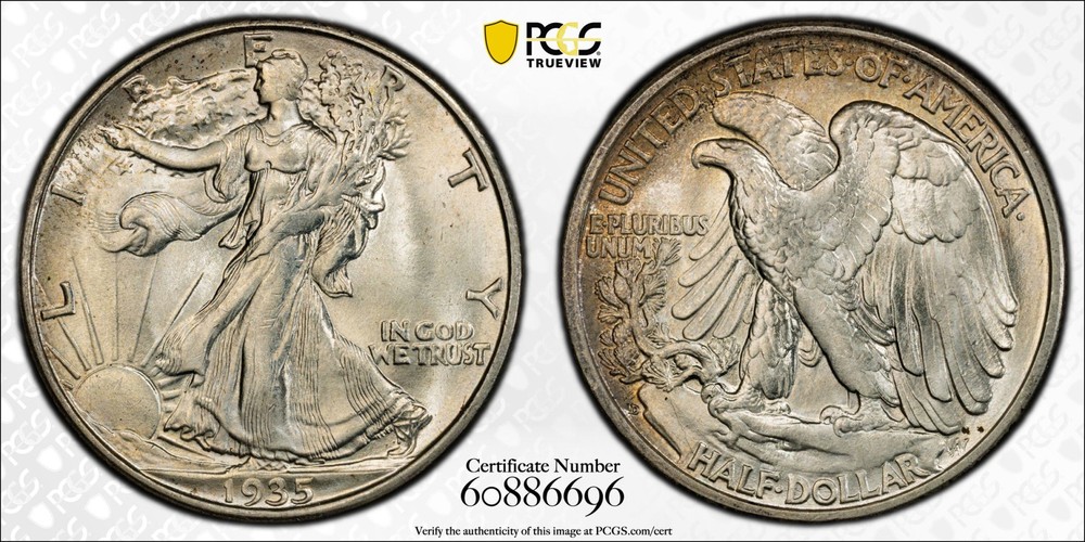1935 D Half Dollars Liberty Walking PCGS MS-64
