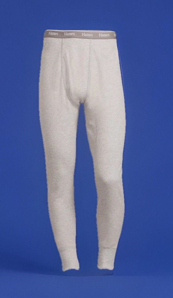 NEW Hanes Men’s Tagless Gray Solid Print Thermal Base Layer Pants Size Small