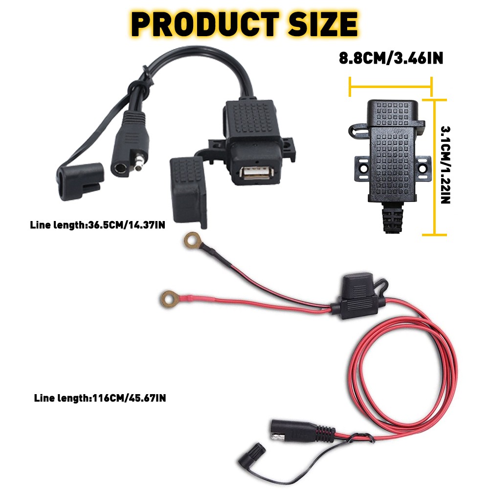 Motorcycle Dual Handlebar Phone USB Cigarette Charger Lighter Socket Waterproof