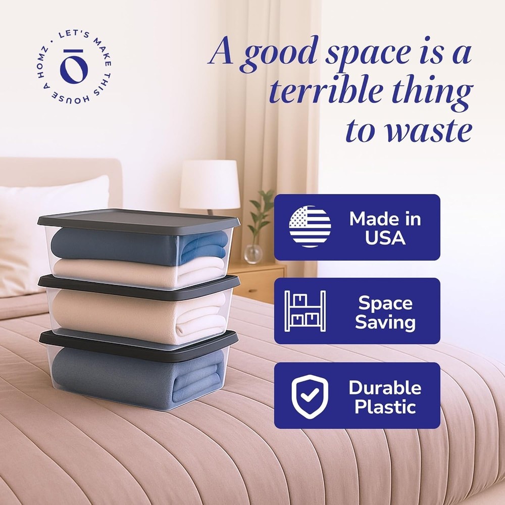 Stackable Clear Storage Bins w/ Lids, 6 Qt, 10-Pack