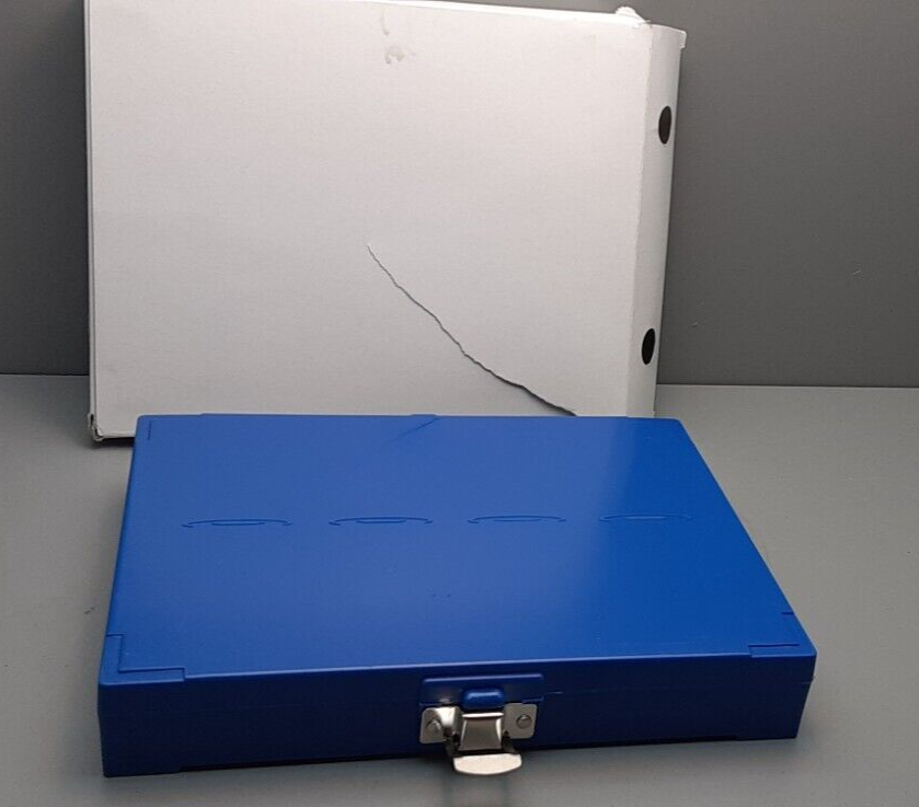 MICROSCOPE SLIDE BOX BLUE CASE STORAGE HOLDS 100 SLIDES (NIB)