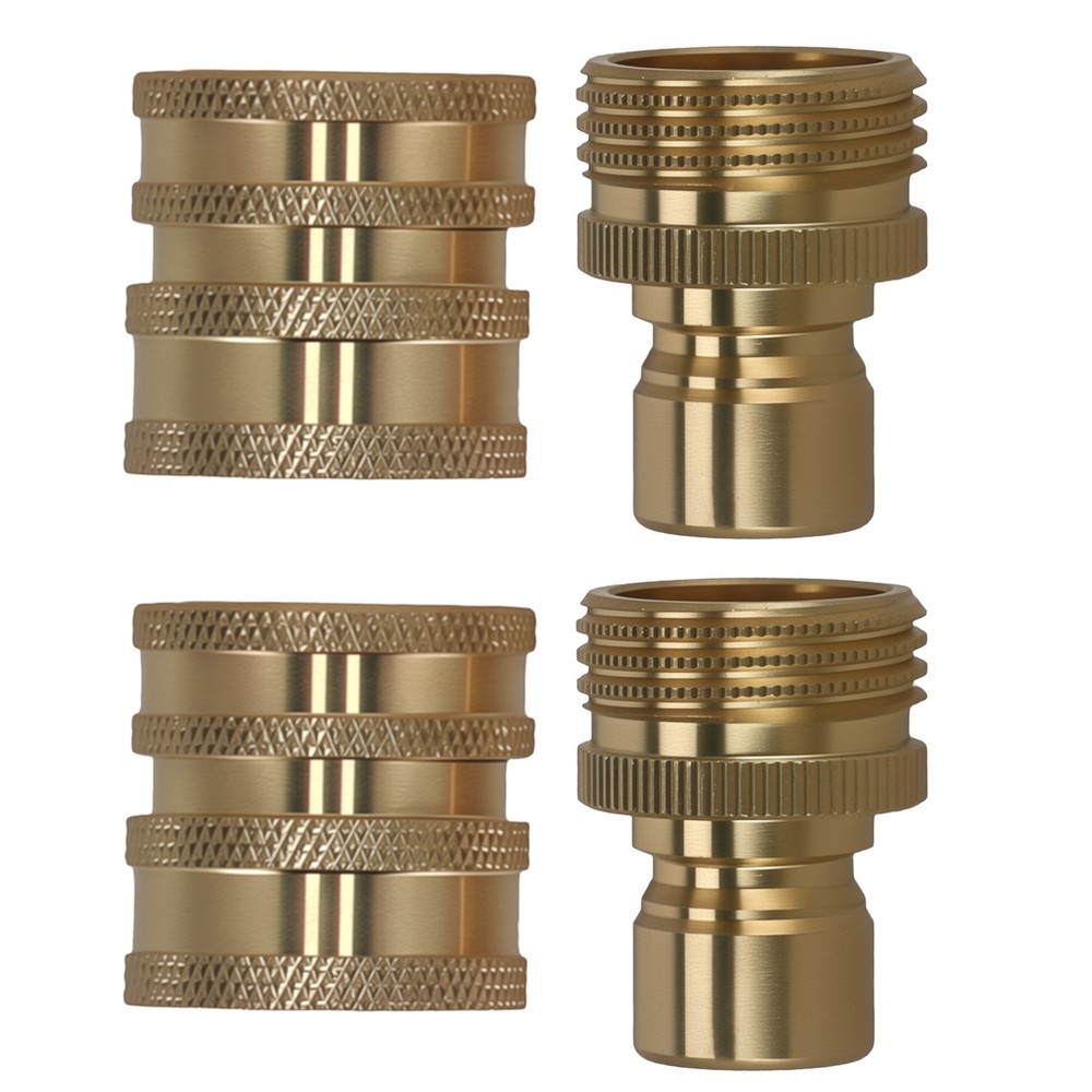 Brass Quick Connect Adapter 3/4" Pressure Washer Fitting Coupler 4Pcs Kit