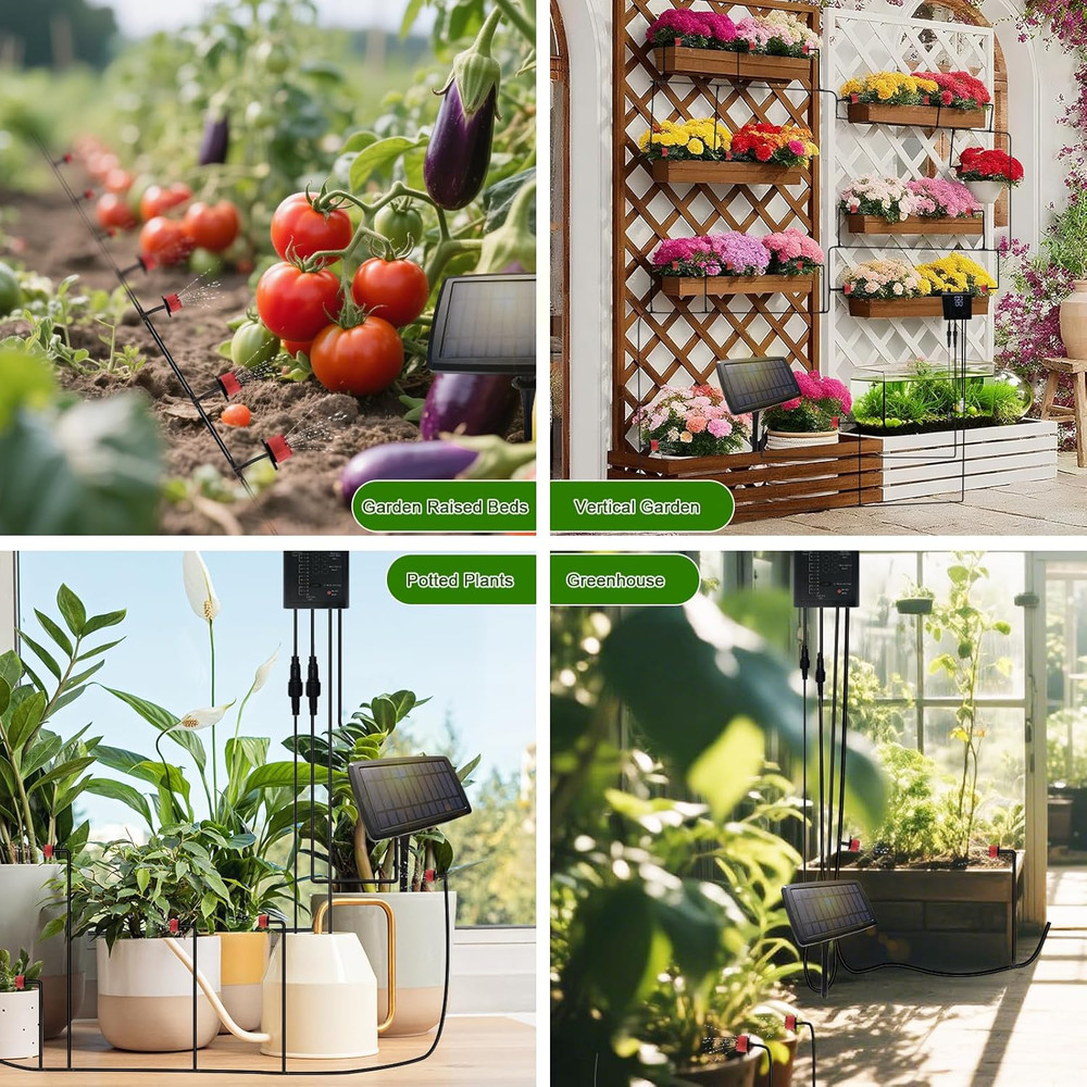 Solar Automatic Drip Irrigation Kit System, 12 Timer Settings Garden Irrigation