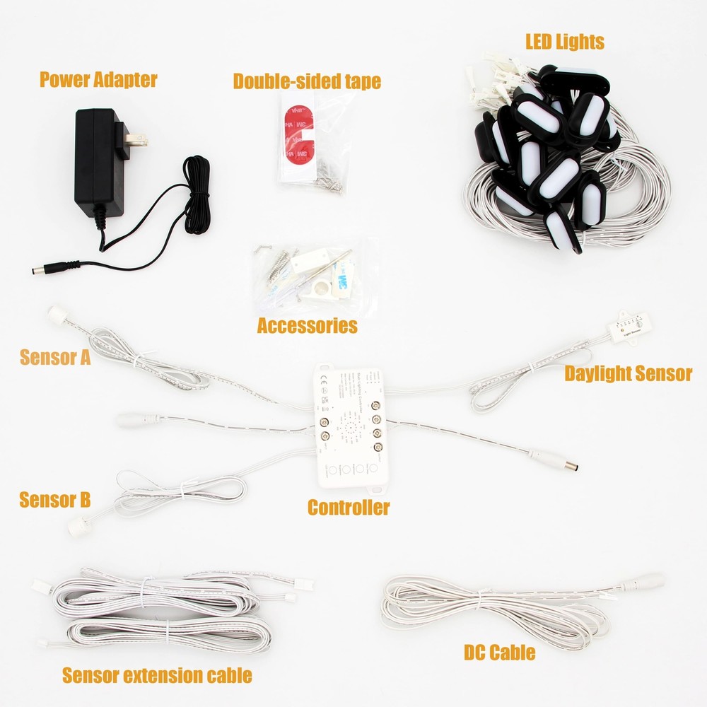 Motion-Triggered LED Stair Lighting Kit SSL-0516-B, Dimmable Delay Lights Off...