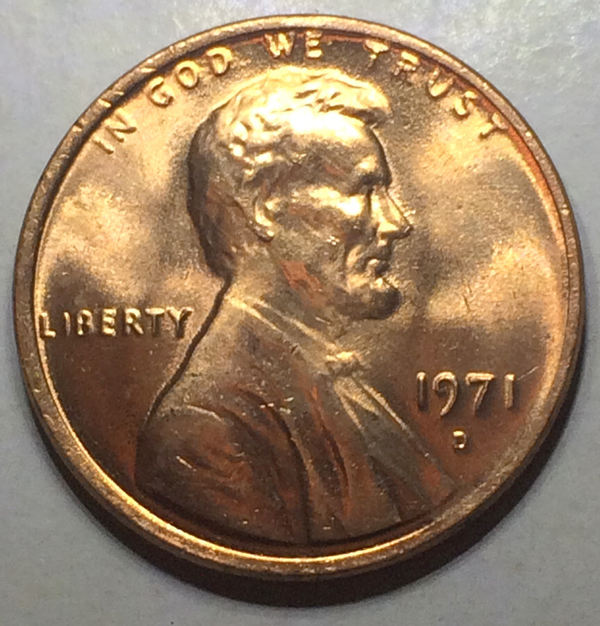 1971 D Lincoln Cent BU Red- Spike Head- Unlisted