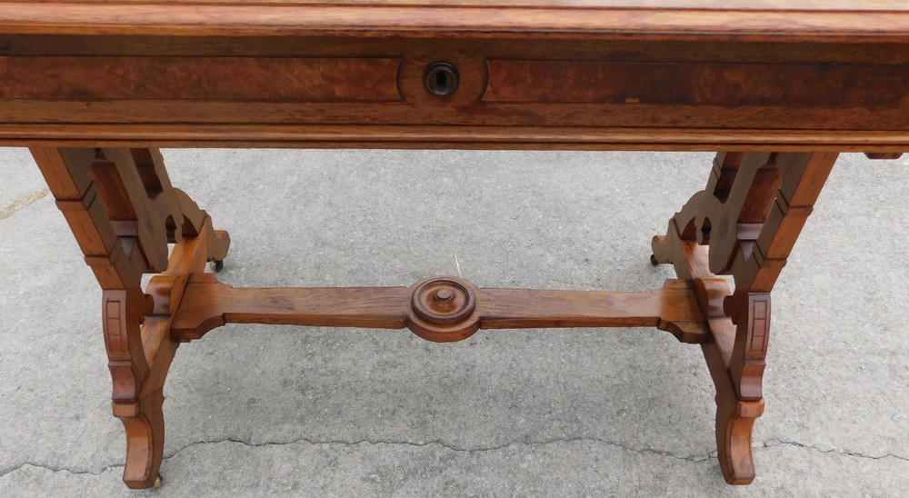 Walnut Victorian Library Table /Desk