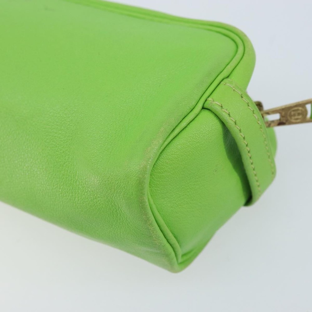 HERMES Scribe Pen Case Leather Light green Auth 172578