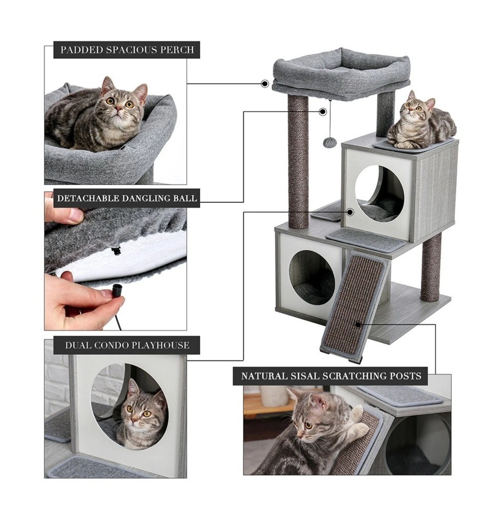 Cat Tree Luxury 35" Cat Tower with Double Condos
