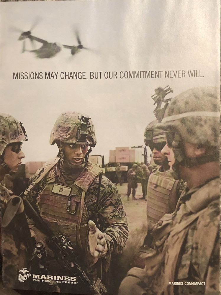 2012 US Marines Recruitment PRINT AD Missions May Change - Commitment Never Will