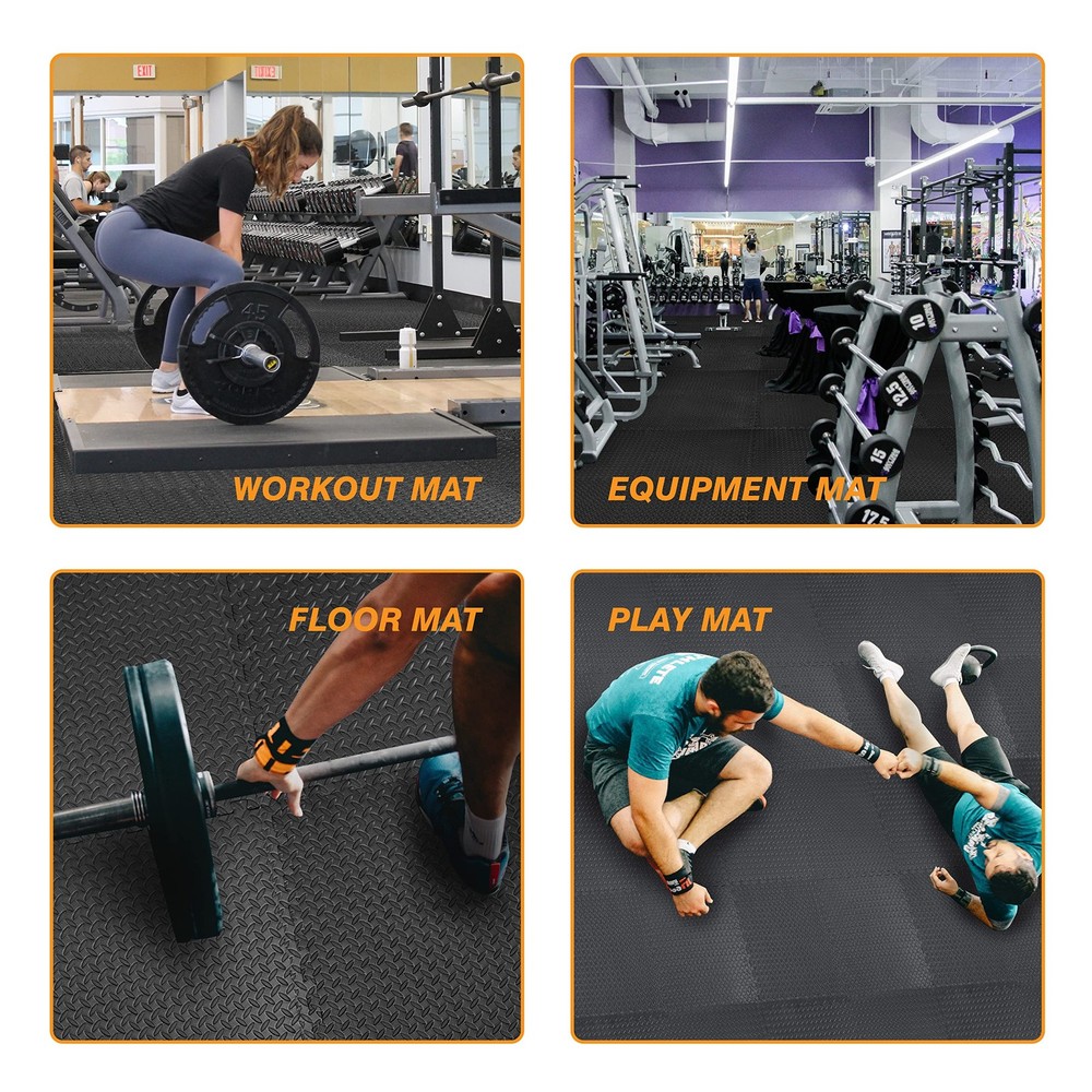 AUPM001BK Interlocking Foam Mat Protective Exercise Workout Puzzle Floor Mat ...