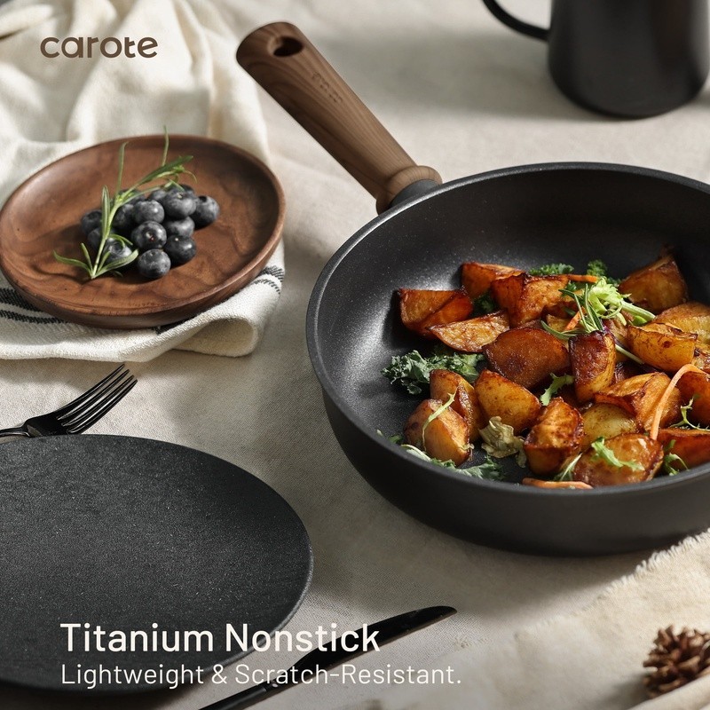 Nonstick Titanium Cookware Induction Compatible Easy Clean Durable Handle New