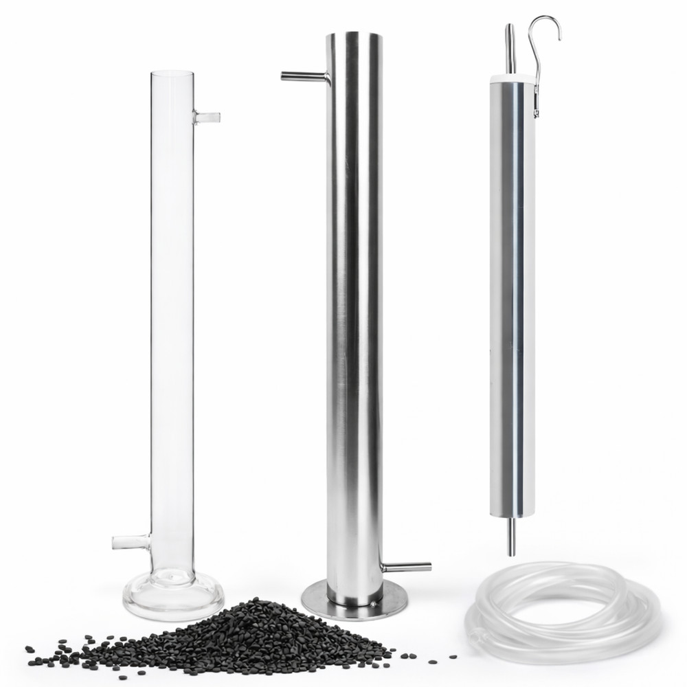 Filtration Column for Activated Carbon - Carbon Filter - Stainless Steel, Glass