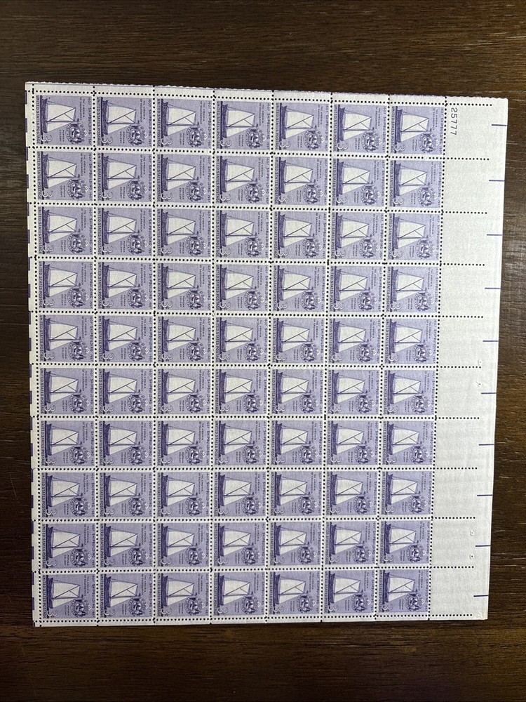 1095 US Mint Sheet, 3 Cent Shipbuilding 350th Anniversary, Mint NH