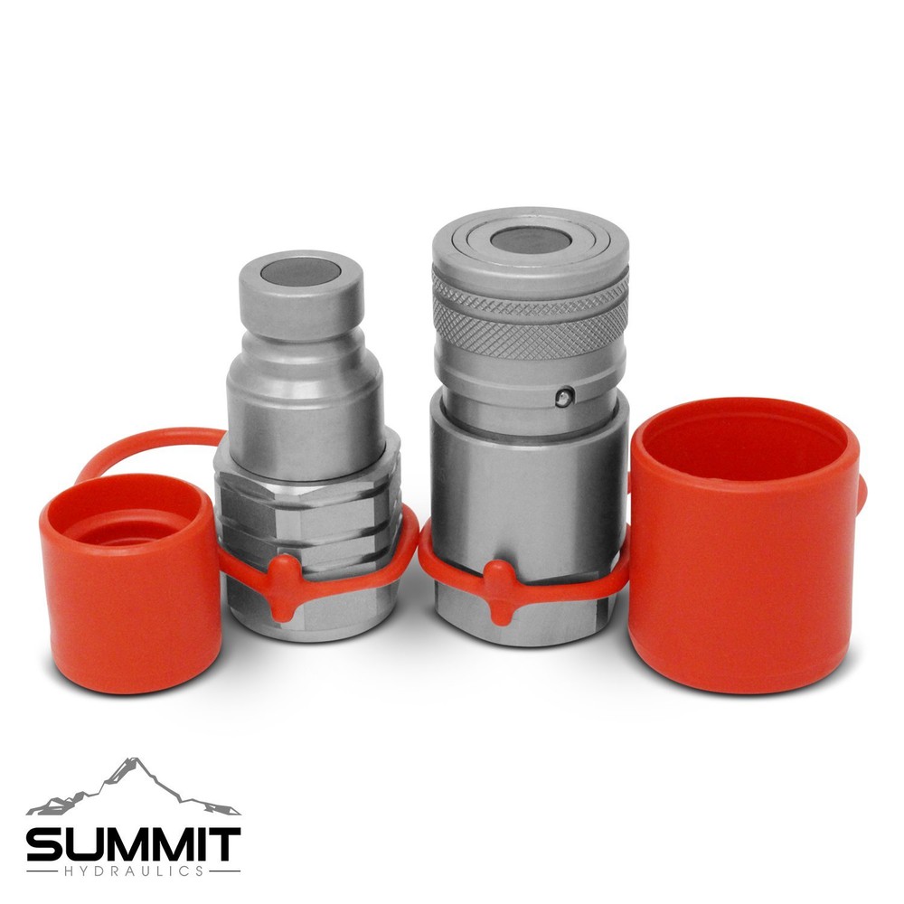 3/8" NPT Skid Steer Flat Face Hydraulic Quick Connect Coupler / Coupling Set