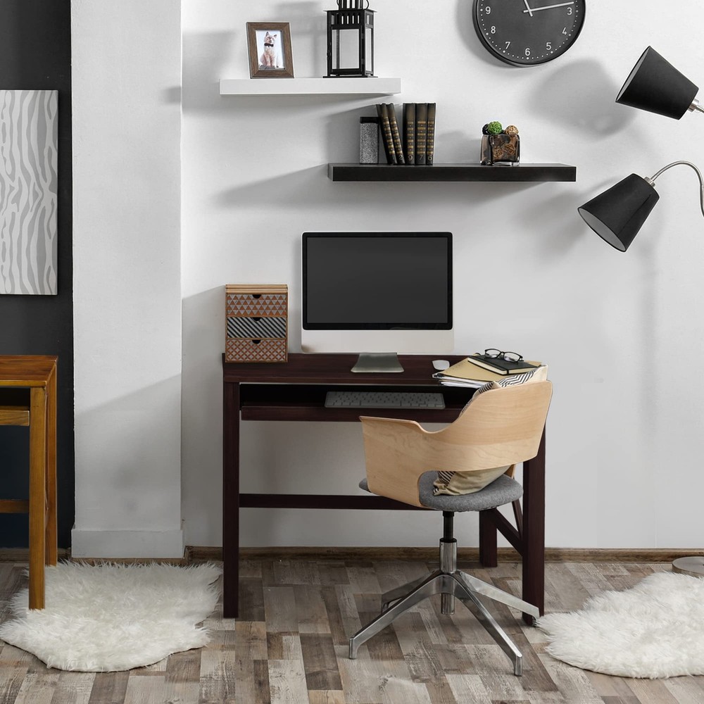 Montego Folding Desk with Pull-Out Tray-Espresso