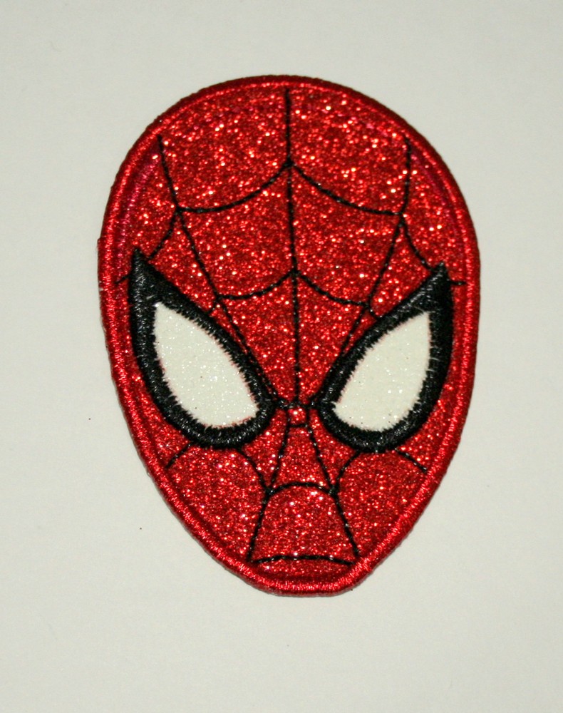 Official Marvel Comics Spider-Man Mask Sparkle Iron-On Cloth Jacket Patch New