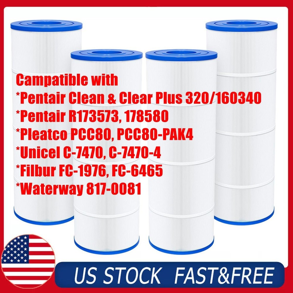 (4) CCP320 Pool Filter Replacement for Pentair Clean & Clear Plus 320, PCC80 US
