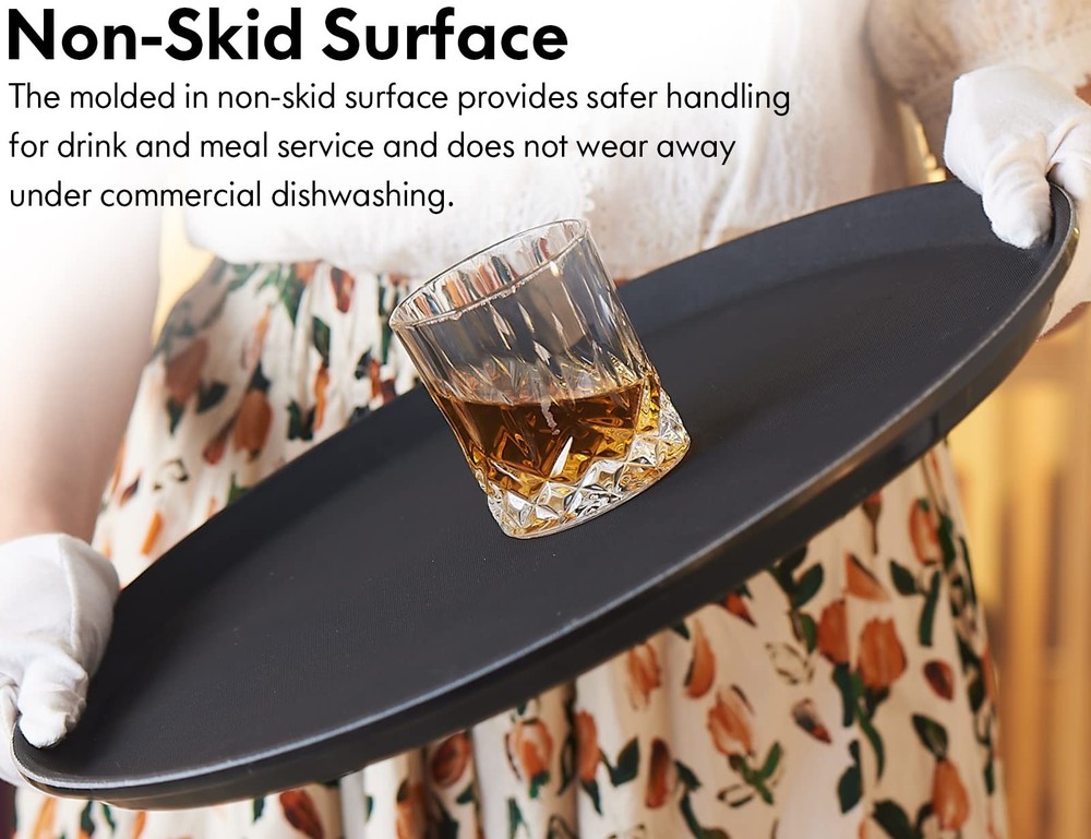 CURTA 2-Pack 16" Non-Slip Restaurant Tray, NSF, Plastic Rubber Lined