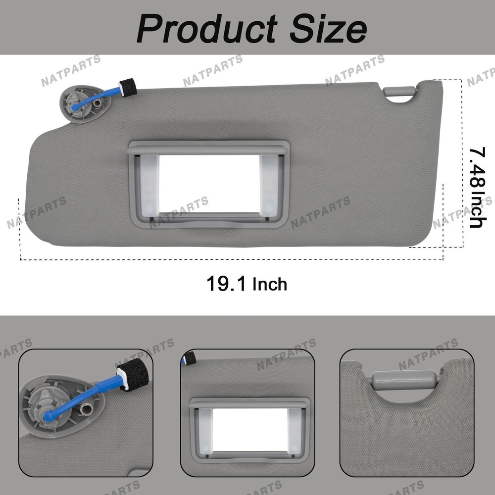 Left Driver Side Sun Visor w/ Light for Honda Pilot 2009-2015 83280SZAA01ZA