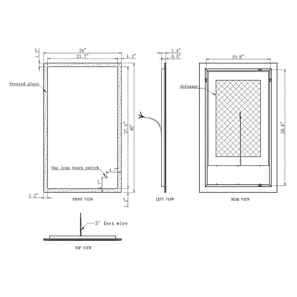 ORION LED ILLUMINATED VANITY RECTANGLE MIRROR - 40 x 24