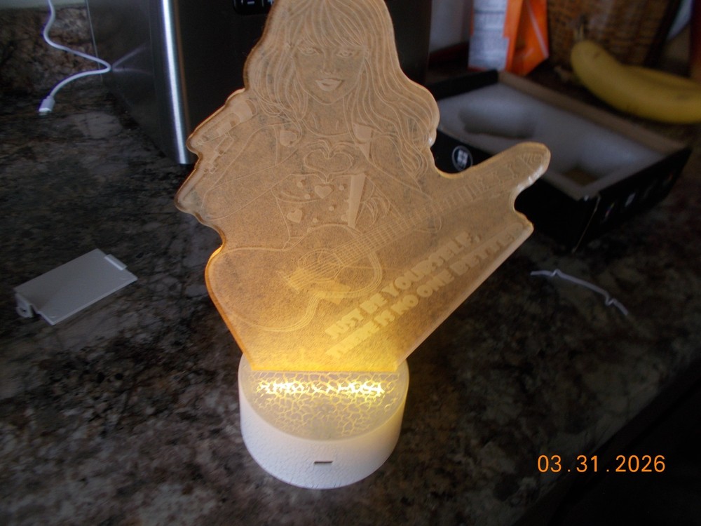 Unused 3D Creative Visualization Lamp Night Light with Remote "Just Be Yourself"