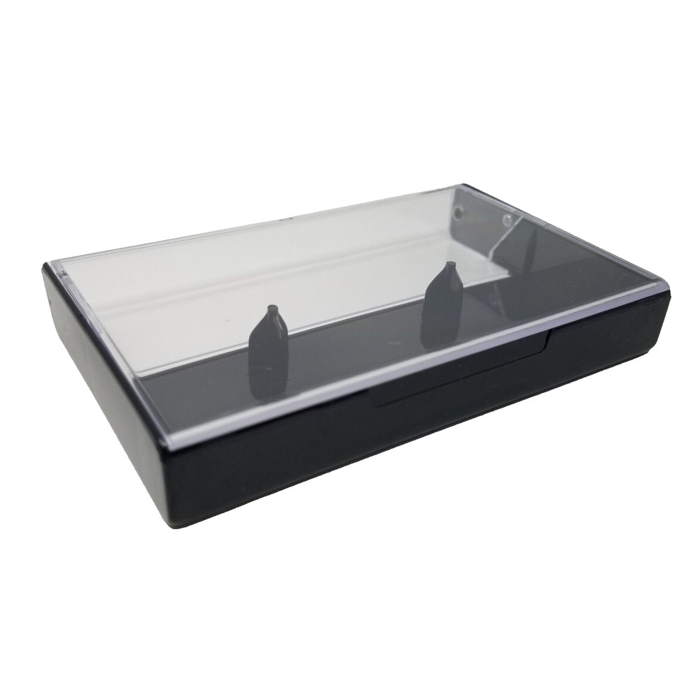 25 Cassette Tape Cases: Clear Front + Black Solid Back - Plastic