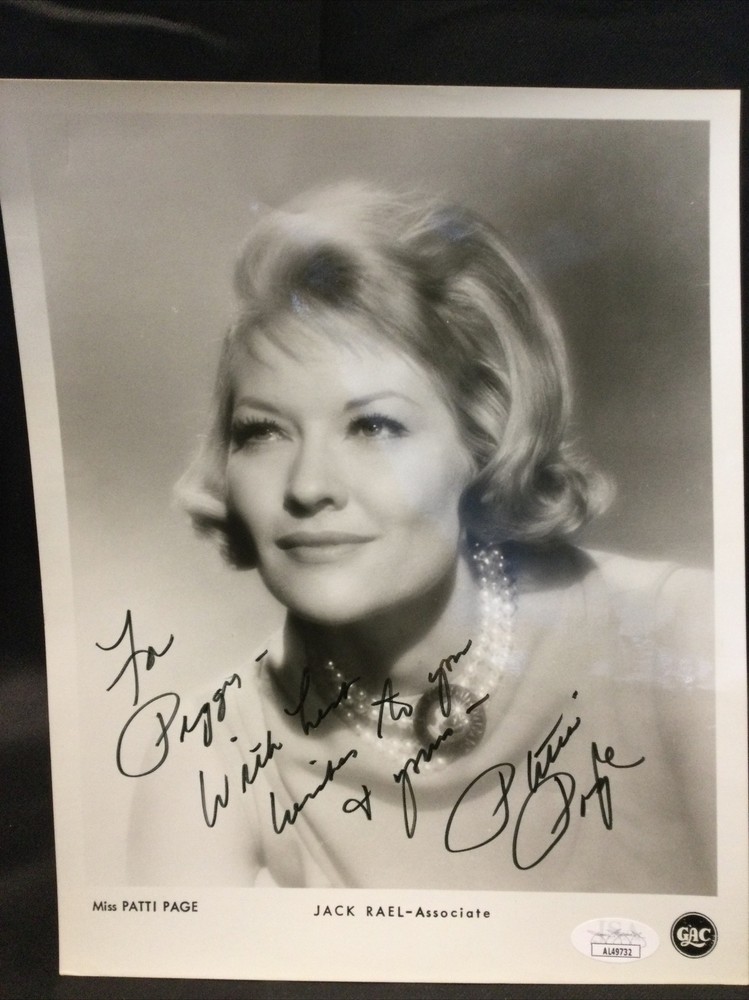 Patti Page Signed B&W Photo Personalized JSA COA -1 #