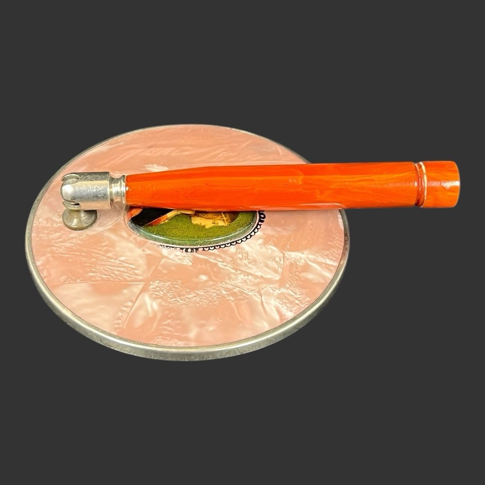 Antique Victorian Handheld Mirror With Bakelite Handle