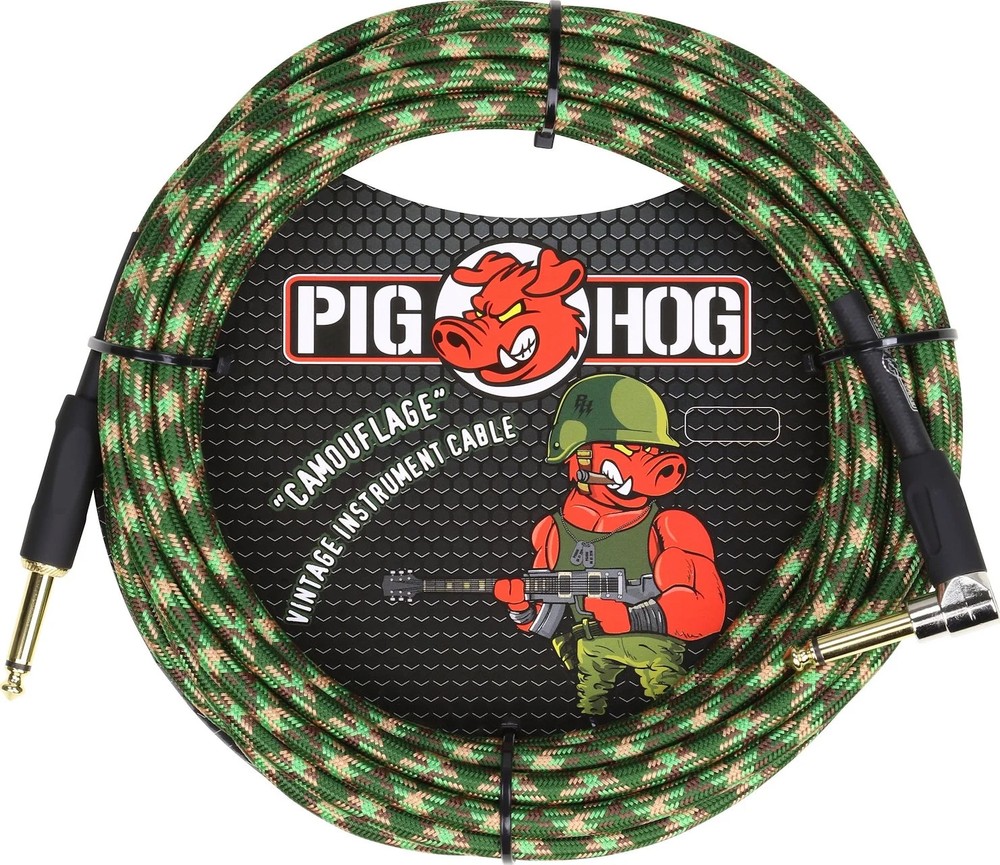 Pig Hog "Camouflage" Instrument Cable, 20ft. Right Angle