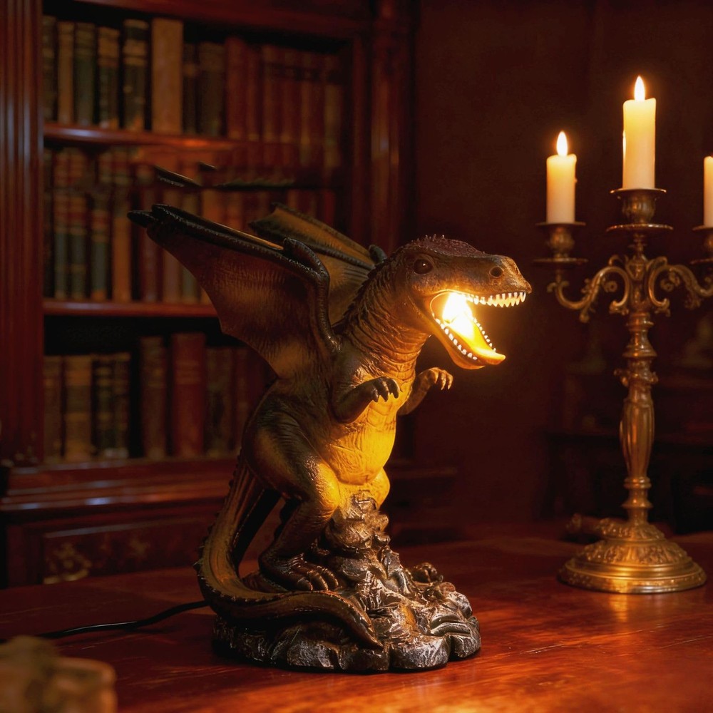 Reading Light Dinosaur Lamp with Base LED Pterosaur Light USB Animal Light Ne...