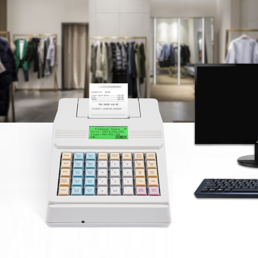 Compact Electronic Cash Register with 40 Keys and Versatile POS Features