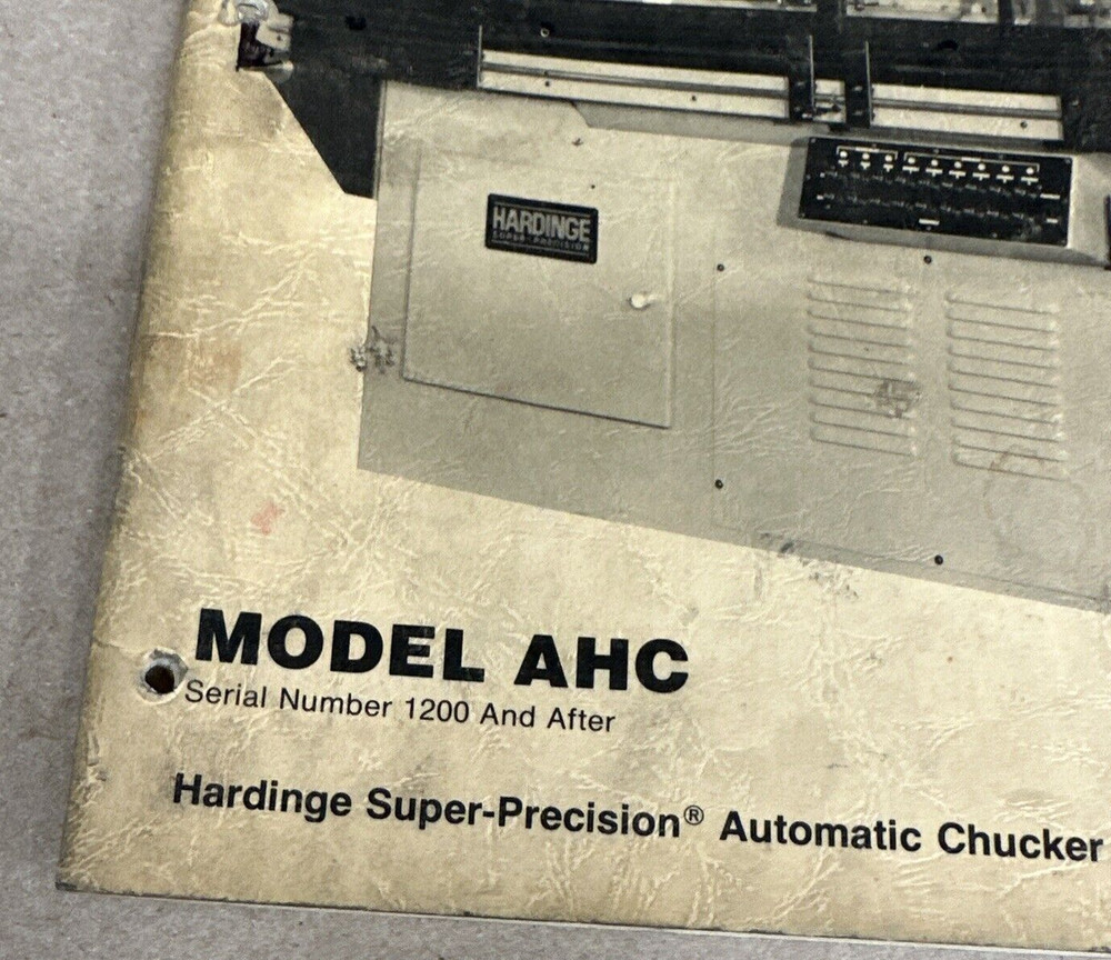 Hardinge AHC Automatic Chucker & Bar Machine Maintenance Manual