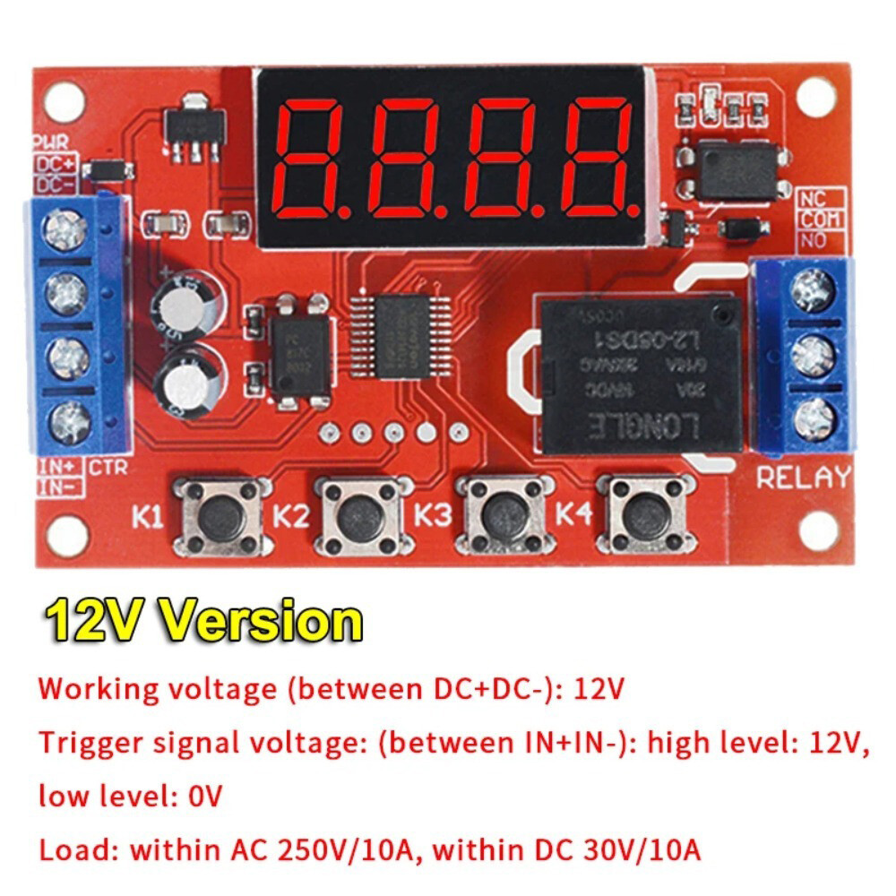 2X DC 12V 10A Adjustable Time Delay Relay Module LED Digital Timer Switch + Case