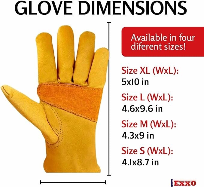 Exxo Mens Leather Work Glove Yellow