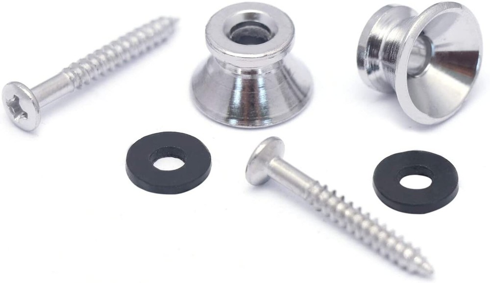 Guitar Strap Button Locks Quick Release Security Retainer Anti-Rust Metal Silver