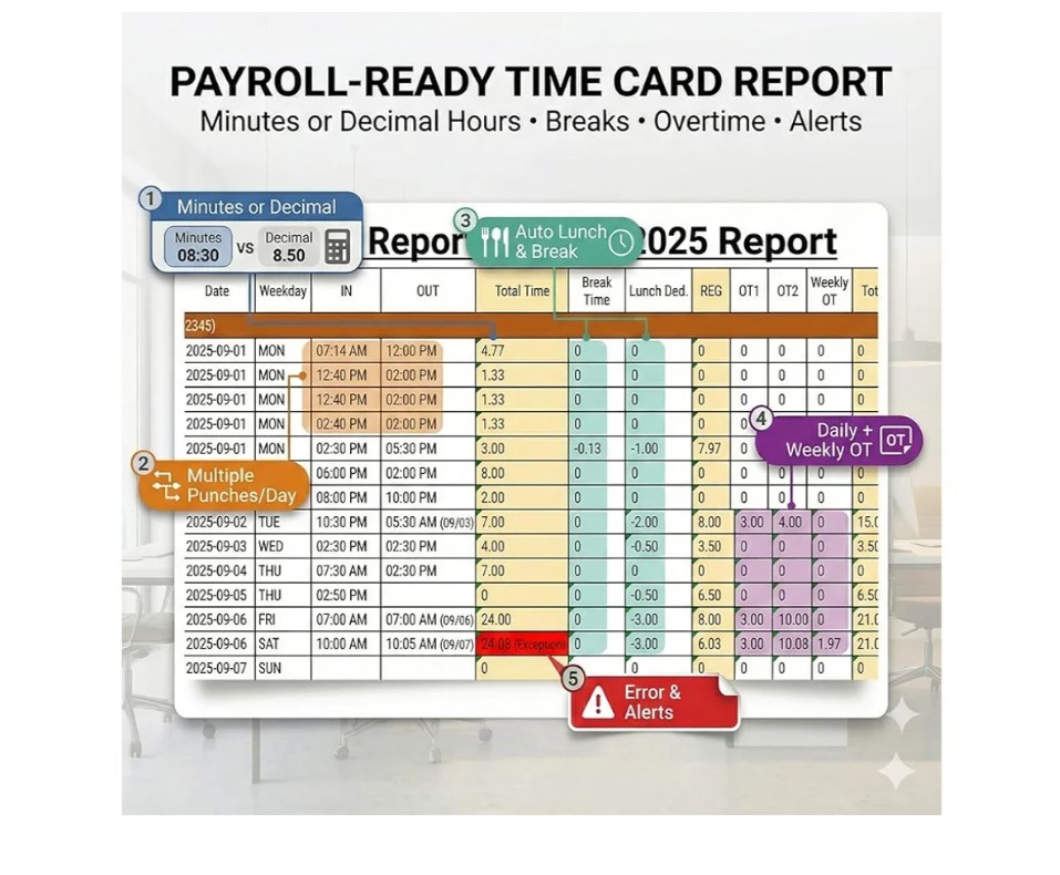 Tymelix KYT Series Smart Time Clock Attendance Machine App Controlled New