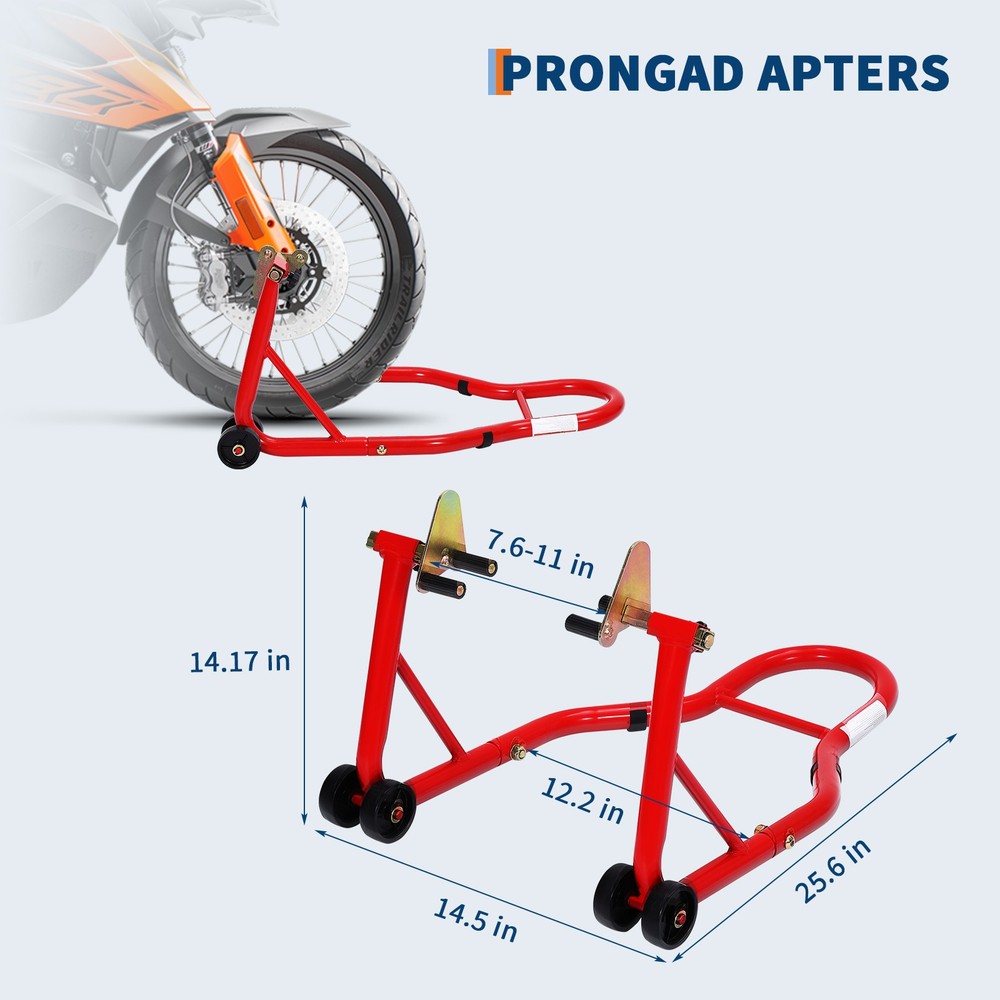 Front Rear Motorcycle Lift Stand Combo Adjustable Heavy Duty Paddock Stands