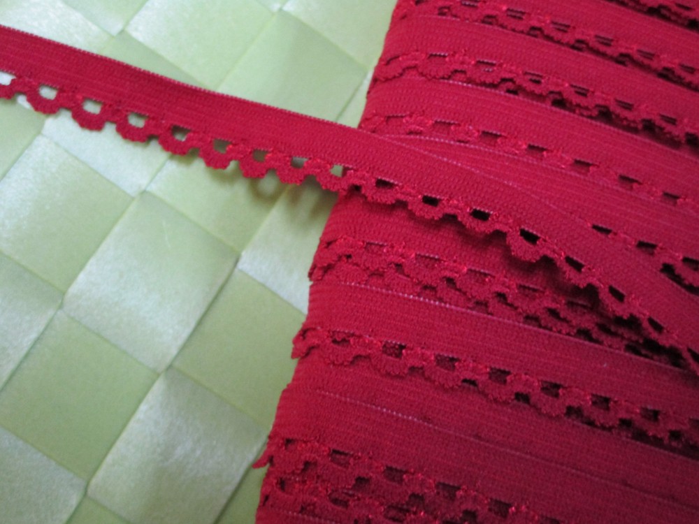 10 yards 1/2" width dark red color stretch scroll elastic trim for your design