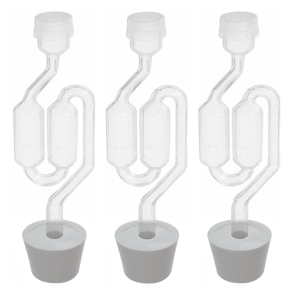 3ct. - S-Shape Airlock with #6 Stopper - Set of 3 (Bubble Airlock)