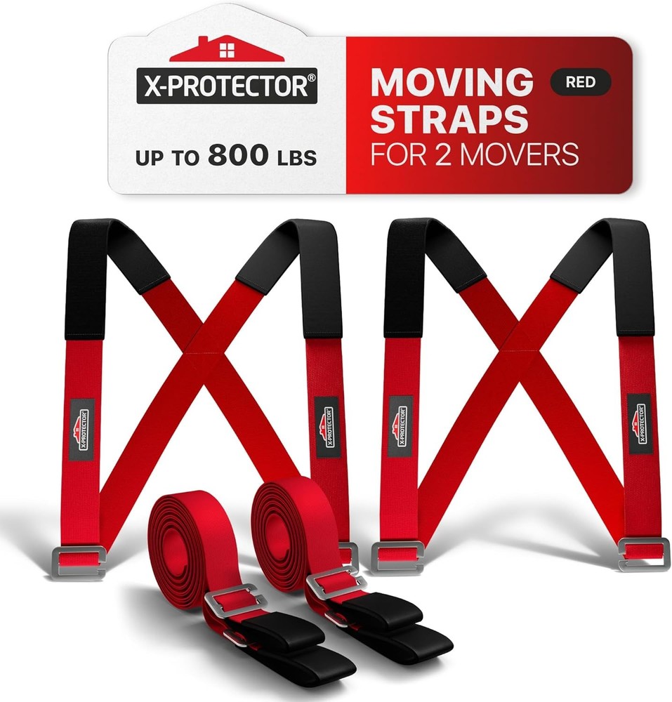X-Protector Moving Straps - 2 Pairs - Lifting for 2 Standard, Red