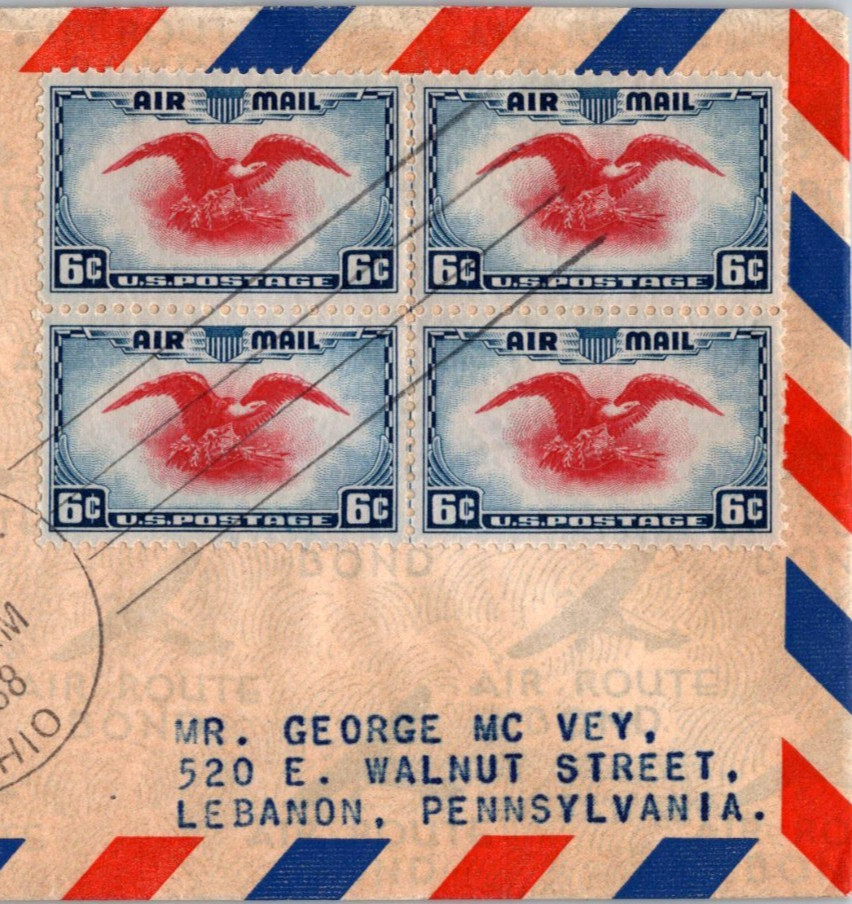 C23-17a Eagle Holding Shield FDC, Dayton Ohio, Grandy Cachet, Addressed, SF, B4