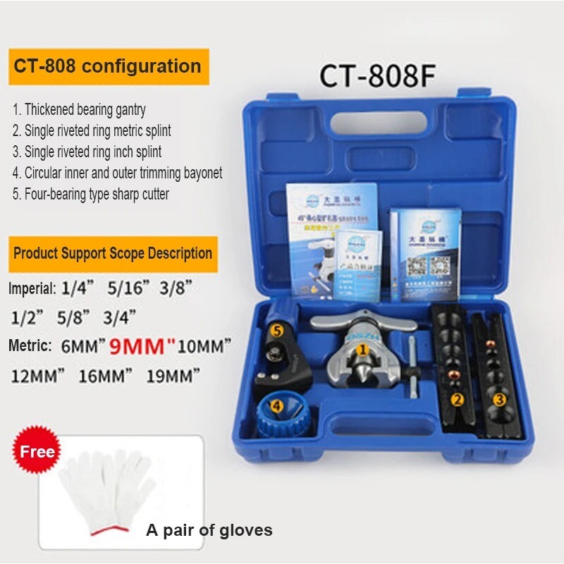 Copper Pipe Flarer，Expanding Pipe Air Conditioning Pipe Kit Copper Pipe Tools